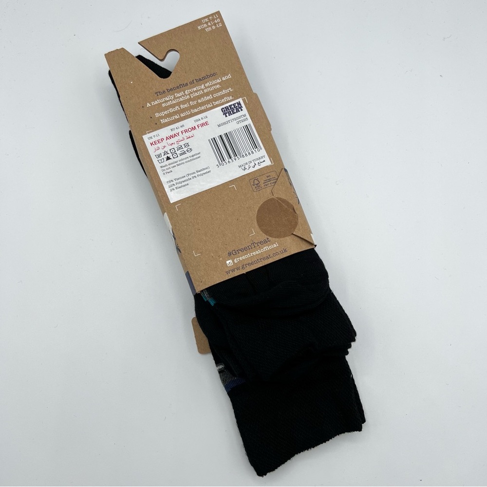 Green Treat Super Soft Bamboo Black Grey Striped 3 Pairs Dress Socks Men’s 8-12 - Picture 4 of 5